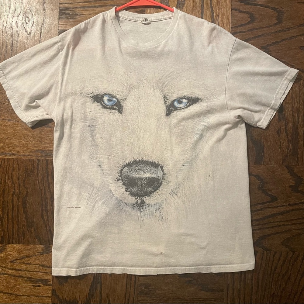 Vintage Wolf Animal Tee Shirt Sz Large Gray Short-Sleeve Great condition